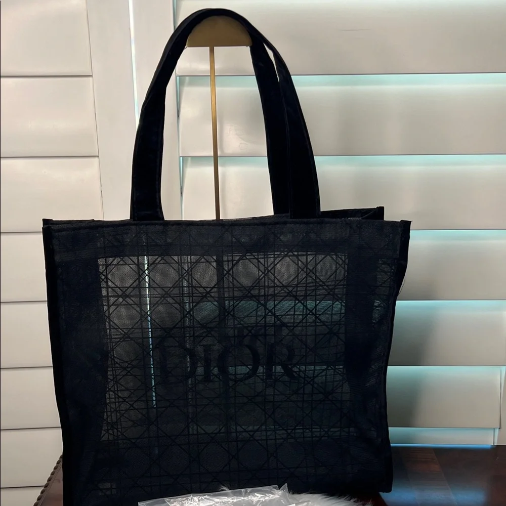 Dior Limited Edition Beauty Black Mesh Tote Bag NWOT - Picture 3 of 17